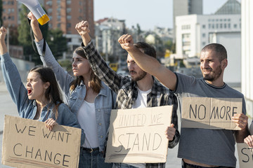 Activists standing together for demonstration
