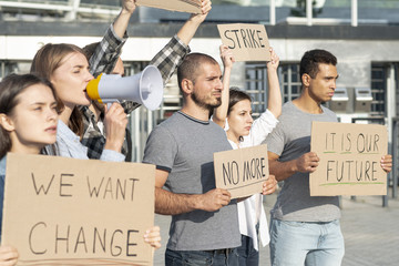Fototapeta na wymiar Protesters demonstrating together for change