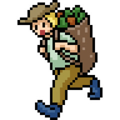 Fototapeta premium vector pixel art farmer