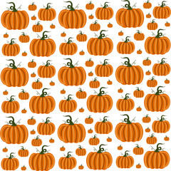 Pumpkins seamless pattern with lettering. Autumn background. Vector.