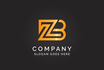Luxury initial letter ZB golden gold color logo design. Tech business marketing modern vector