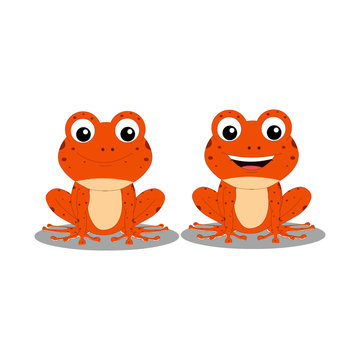 Two Orange Frogs with Spots - Cartoon Vector Image
