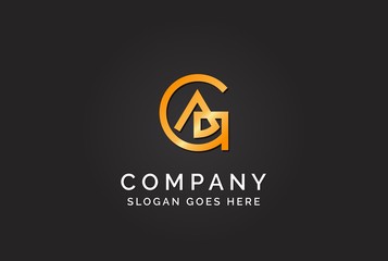 Luxury initial letter AG golden gold color logo design. Tech business marketing modern vector