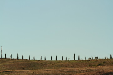 Sarteano, Italy - October 3, 2016: Panorama of the countryside in the Val D'Orcia resumed from Castiglioncello sul Trinoro