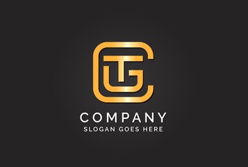 Luxury initial letter CTG golden gold color logo design. Tech business marketing modern vector