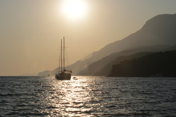 sailboat at sunset