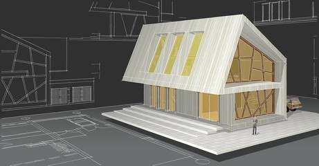  modern house concept 3d illustration