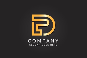 Luxury initial letter DPL golden gold color logo design. Tech business marketing modern vector