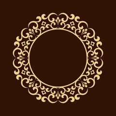 Decorative frame Elegant vector element for design in Eastern style, place for text. Floral golden border. Lace illustration for invitations and greeting cards.