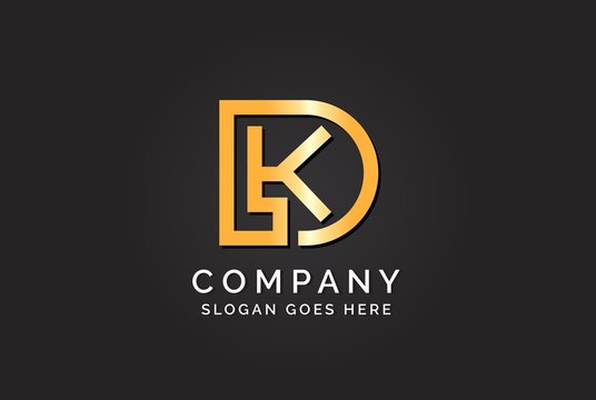 Luxury initial letter DLK golden gold color logo design. Tech business marketing modern vector