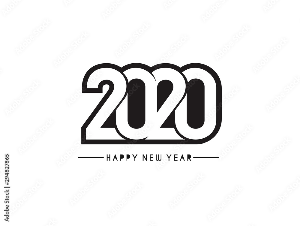 Wall mural Happy New Year 2020 Text Typography Design Patter, Vector illustration.