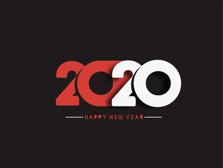 Happy New Year 2020 Text Typography Design Patter, Vector illustration.