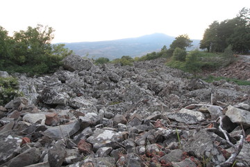 Radicofani, Italy - October 3, 2016: The volcanic collapse