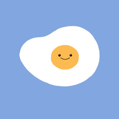 Vector illustration of a cute fried egg character. Funny food concept.