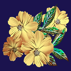 Colored flowers watercolor illustration. Template.