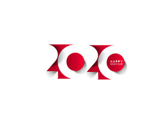 Happy New Year 2020 Text Typography Design Patter, Vector illustration.