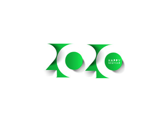 Obraz premium Happy New Year 2020 Text Typography Design Patter, Vector illustration.