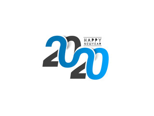 Happy New Year 2020 Text Typography Design Patter, Vector illustration.