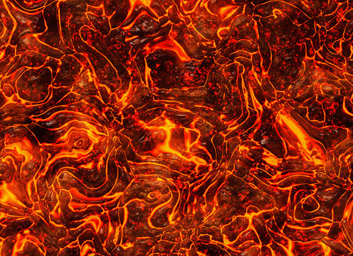 hot lava fire background of eruption volcano
