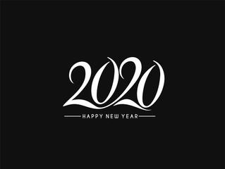 Happy New Year 2020 Text Typography Design Patter, Vector illustration.