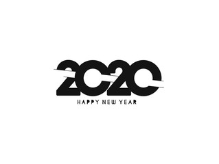 Happy New Year 2020 Text Typography Design Patter, Vector illustration.