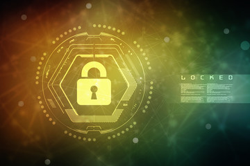 2d illustration Safety concept: Closed Padlock on digital background