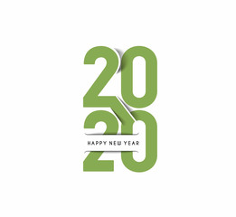 Happy New Year 2020 Text Typography Design Patter, Vector illustration.