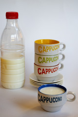 fresh milk in a ceramic cup