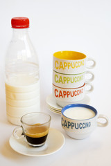 Italian cappuccino with milk and coffee