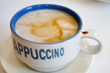 Italian cappuccino with milk and coffee