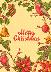 Merry Christmas invitation or greeting card.