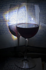 red wine in vintage atmosphere