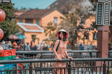 Portrait asian women travel in Hoi An