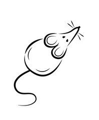 Black silhouette of a rat or mouse on a white background.Vector illustration. Symbols of 2020 Chinese New Year.