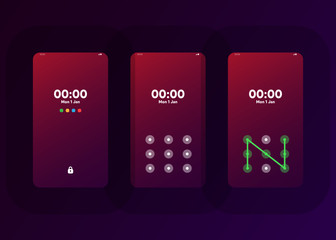 Phone Pattern Lock Set on Smartphone with Security User Interface User Experience UI Vector Illustration