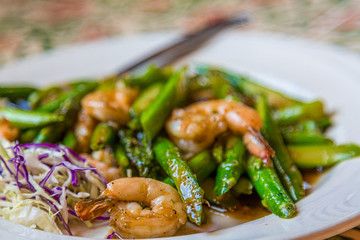 A Thai Dish of Asparagus and Shrimp