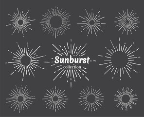 Vintage sunburst with radial sun beams vector collection background. EPS10.