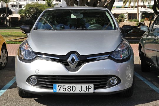 GRAN CANARIA, SPAIN - DECEMBER 2, 2015: Renault Clio parked in Gran Canaria, Spain. Renault manufactured 2.7 million new cars in 2014.