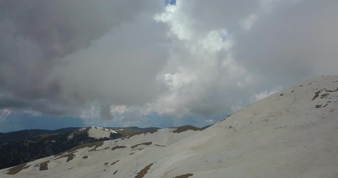 Mountain top covered in snow, cloudy colorful sky, Tahtali, 4k