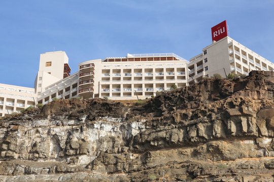 GRAN CANARIA, SPAIN - DECEMBER 6, 2015: Exterior view of Clubhotel Riu Vistamar in Gran Canaria, Spain. Riu Hotels was the 30th largest hotel chain in the world in 2014.