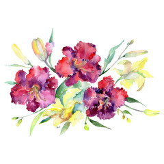 Liliun bouquet floral botanical flowers. Watercolor background set. Isolated bouquets illustration element.