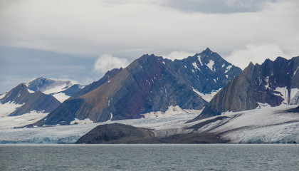 Glacier, ice, glacier front the landscape of Spitsbergen