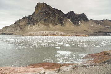 Glacier, ice, glacier front the landscape of Spitsbergen