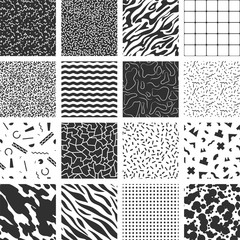 Collection of retro memphis patterns.