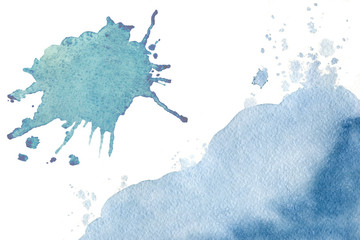 Watercolor stain, blot on a white background. Abstract cloud. Closeup watercolor texture for design background, template, banner.