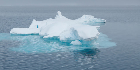 Glaciers, ice, glacier fronts morains the landscape of Spitsbergen.