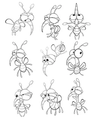 Fototapeten Vector Illustration of a Cute Cartoon Character Bee for you Design and Computer Game. Coloring Book Outline Set  © liusa