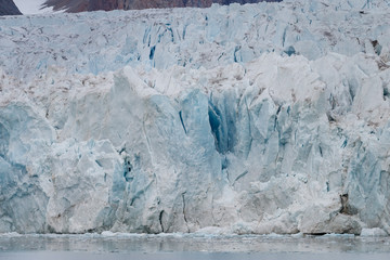 Glaciers, ice, glacier fronts morains the landscape of Spitsbergen.