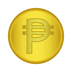   philippine currency gold icon. Pesos Sign golden  vector