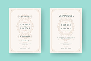 Wedding invitation and save the date cards flourishes ornaments.
